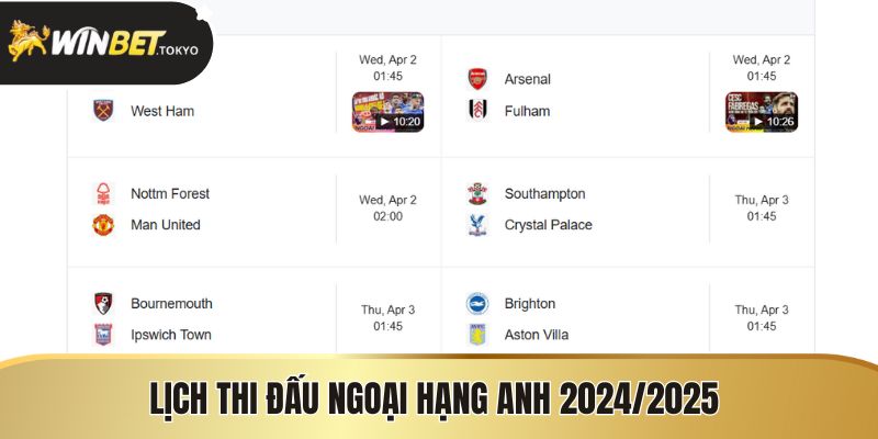 Lịch thi đấu Ngoại hạng Anh 2024/2025 anh em cần ghi nhớ